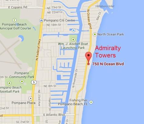 Admiralty Towers 750 N Ocean Blvd, Pompano Beach Map